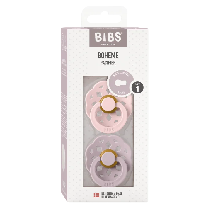 BIBS Pacifier Boheme Latex Blossom/Dusky Lilac 2-pack Size 1 Bibs