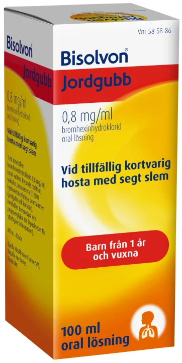Bisolvon Jordgubb Oral lösning 0,8mg/ml Flaska 100 ml Bisolvon
