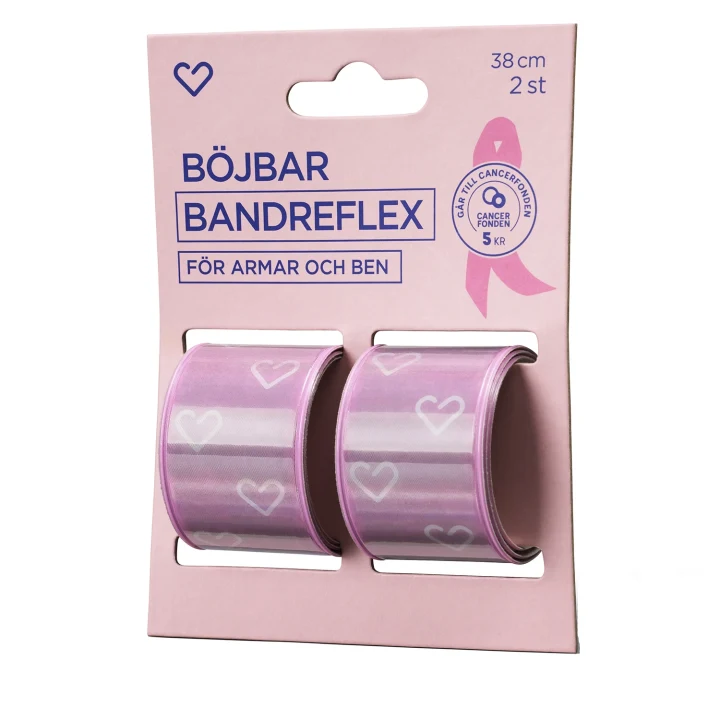 Hjärtats Reflexband Rosa Bandet 2 st Hjärtats