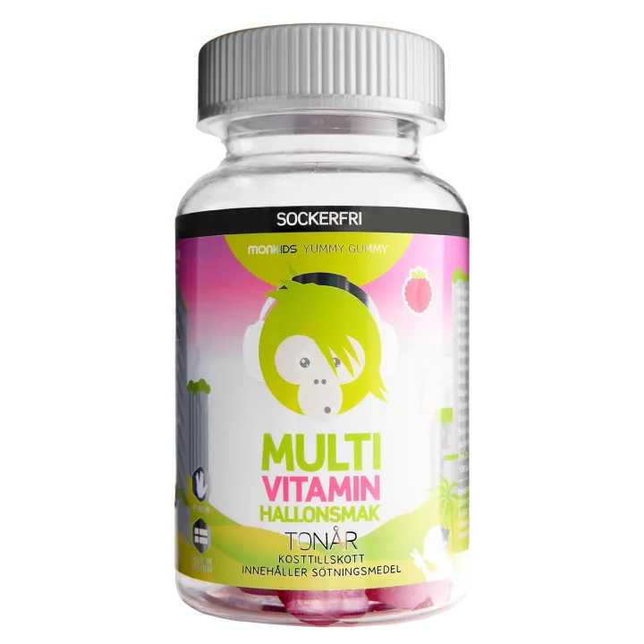 Monkids Multivitamin Sockerfri Tonår Hallon 60 st Monkids