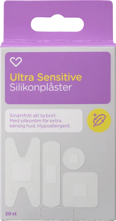 Hjärtats Plåster Ultra Sensitive Silikon 20st Hjärtats