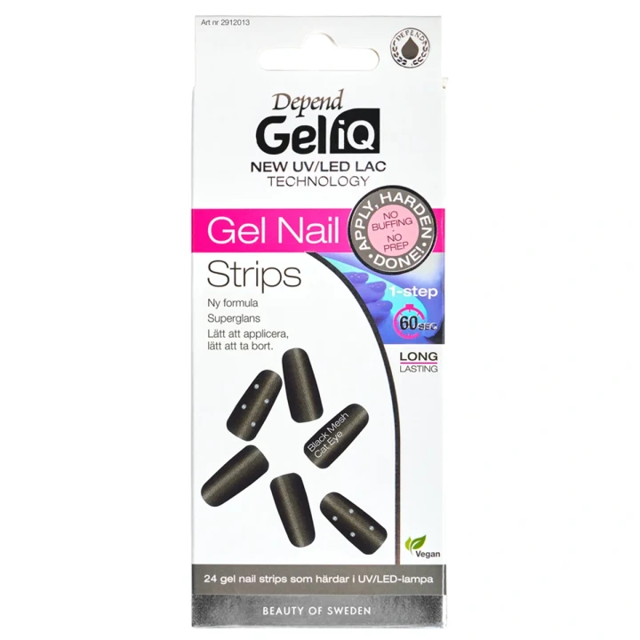 Depend Gel iQ Gel Nail Strips 24 st Black Mesh Cat Eye Depend