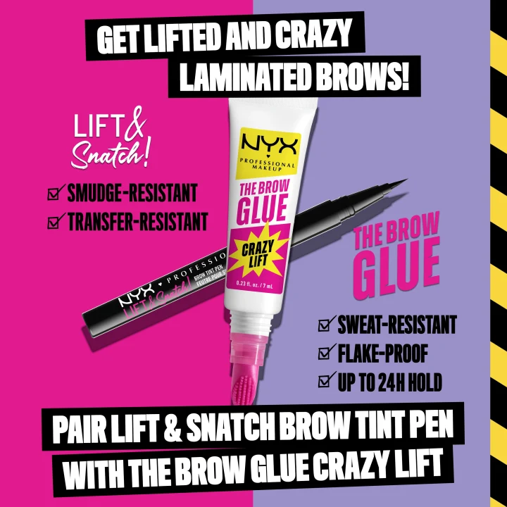 NYX Professional Makeup The Brow Glue Crazy Lift 01 Transparent 7 ml NYX Professional Makeup