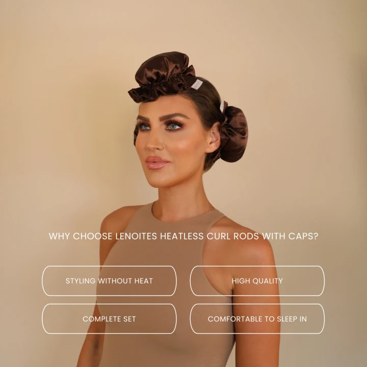 Lenoites Heatless Curling Rods with Caps 3-Pack Set Brown Lenoites