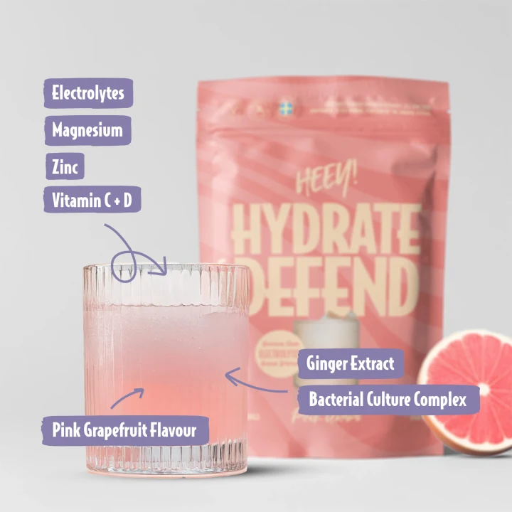Heey! Hydrate & Defend Elektrolyter Rosa Grapefrukt 240 g Heey!