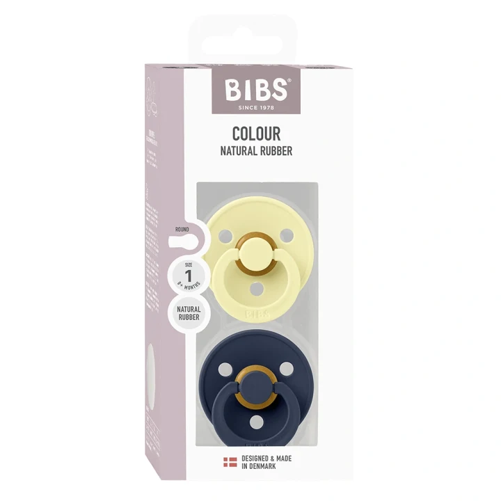 BIBS Pacifier Colour Latex Luna/Deep Space 2 pack Size 1 Bibs