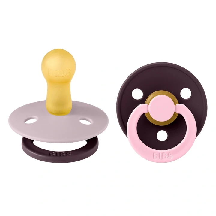 BIBS Pacifier Studio Colour Fusion Latex Dusky Lilac Plum Mix 2 pack Size 2 Bibs