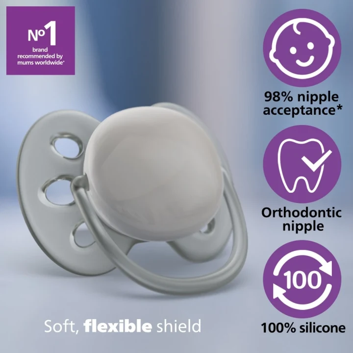 Philips Avent Ultra Soft Napp 6-18 mån 2-pack  Lila/Rosa Philips Avent