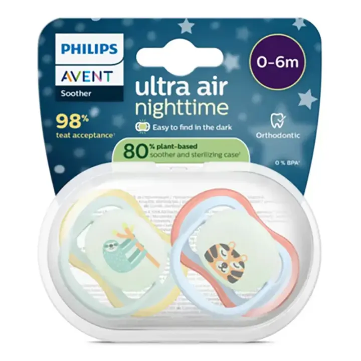 Philips Avent Ultra Air Napp Natt 0-6 mån 2-pack Blå/Grön Philips Avent