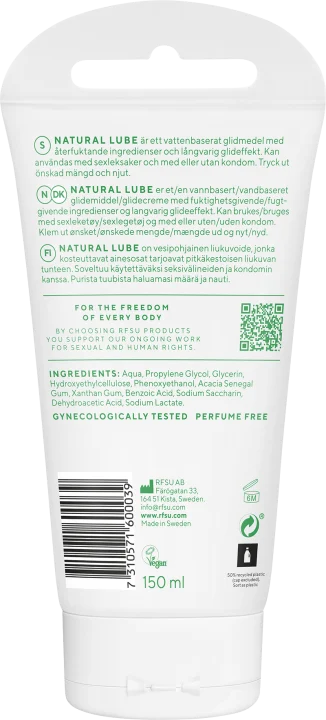 RFSU Natural Lube Glidmedel 150 ml Rfsu