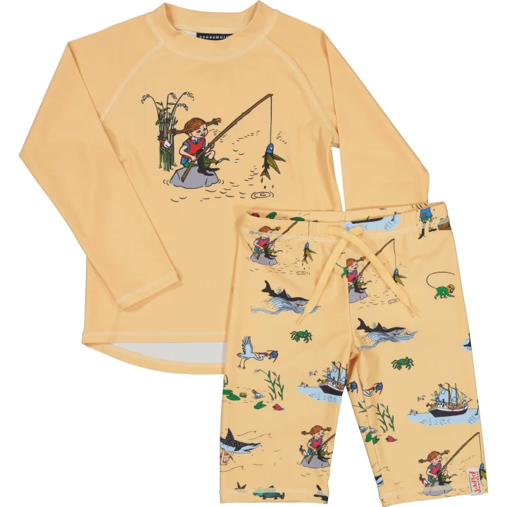 Geggamoja Pippi Långstrump UV-Set Gul 110/116 Geggamoja