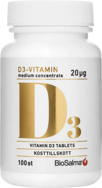 BioSalma D3 Vitamin medium concentrate 20ug 100 tabletter BioSalma