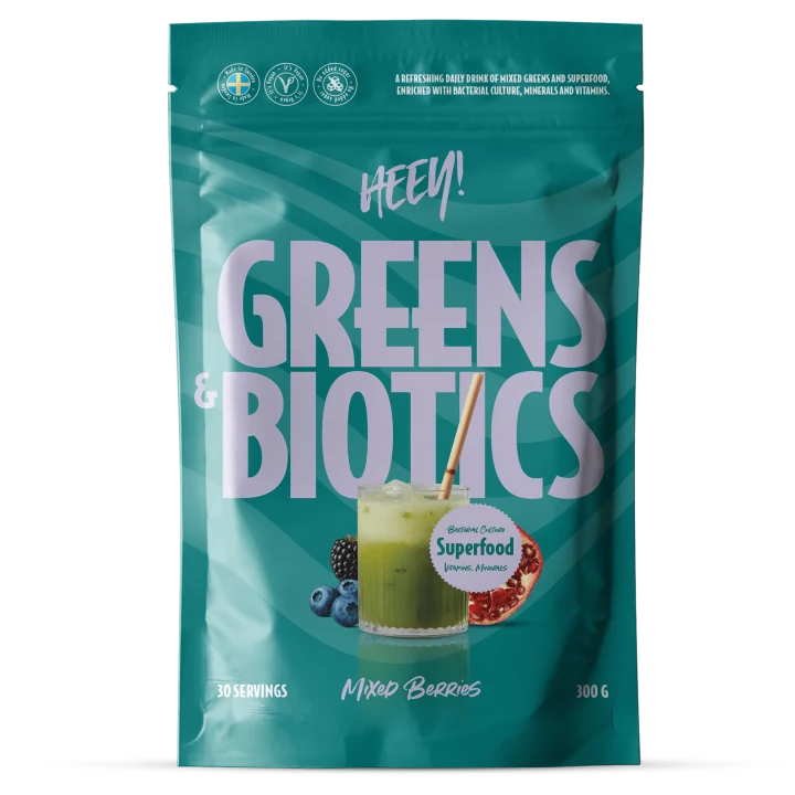Heey! Greens & Biotics Superfood Mixade Bär 300 g Heey!